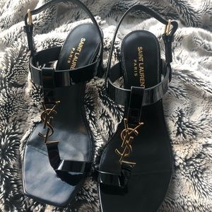 YSL black sandals only worn once! Comes with dust bag and original box